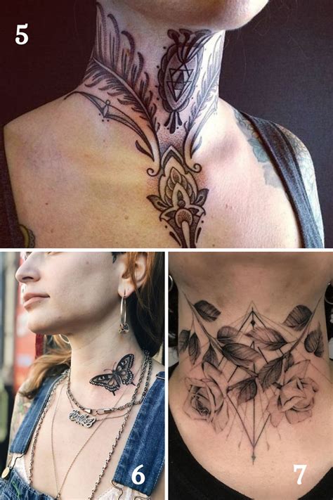 feminine womens front neck tattoos|Female front neck tattoo ideas